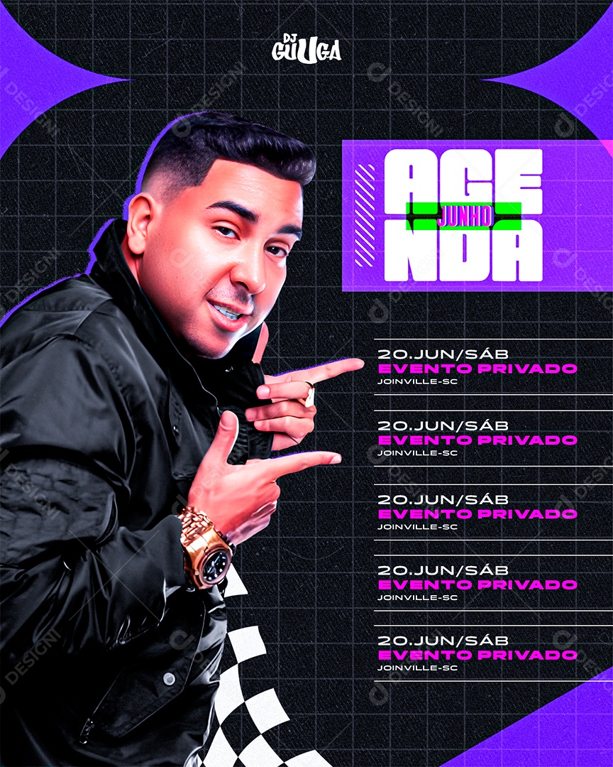 Flyer Artista Agenda Dj Guuga Social Media PSD Editável