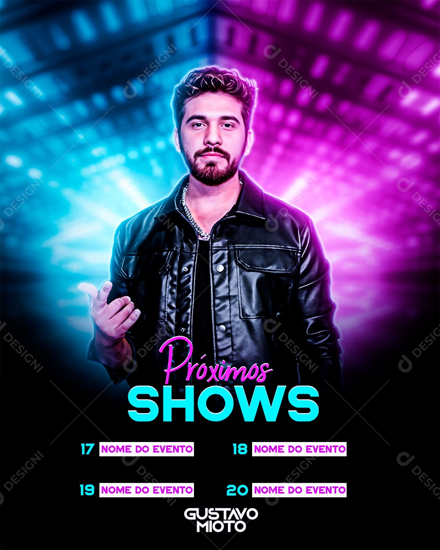 Flyer Artista Agenda Gustavo Mioto Social Media PSD Editável