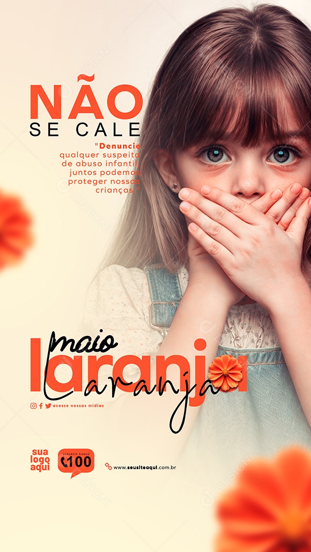 Story Maio Laranja Campanha Social Media PSD Editável