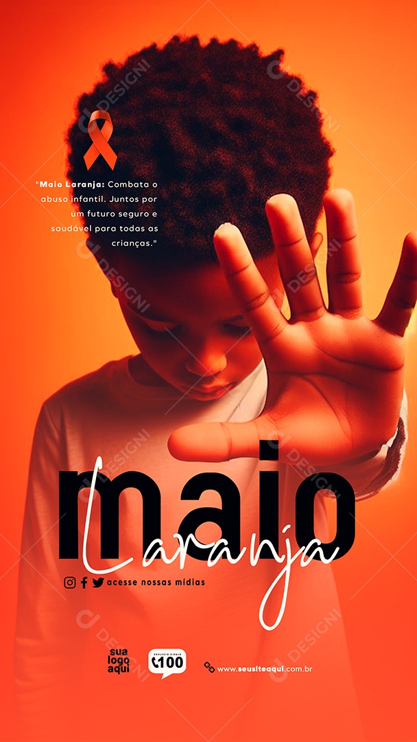 Story Maio Laranja Campanha Contra o Abuso Infantil Social Media PSD Editável