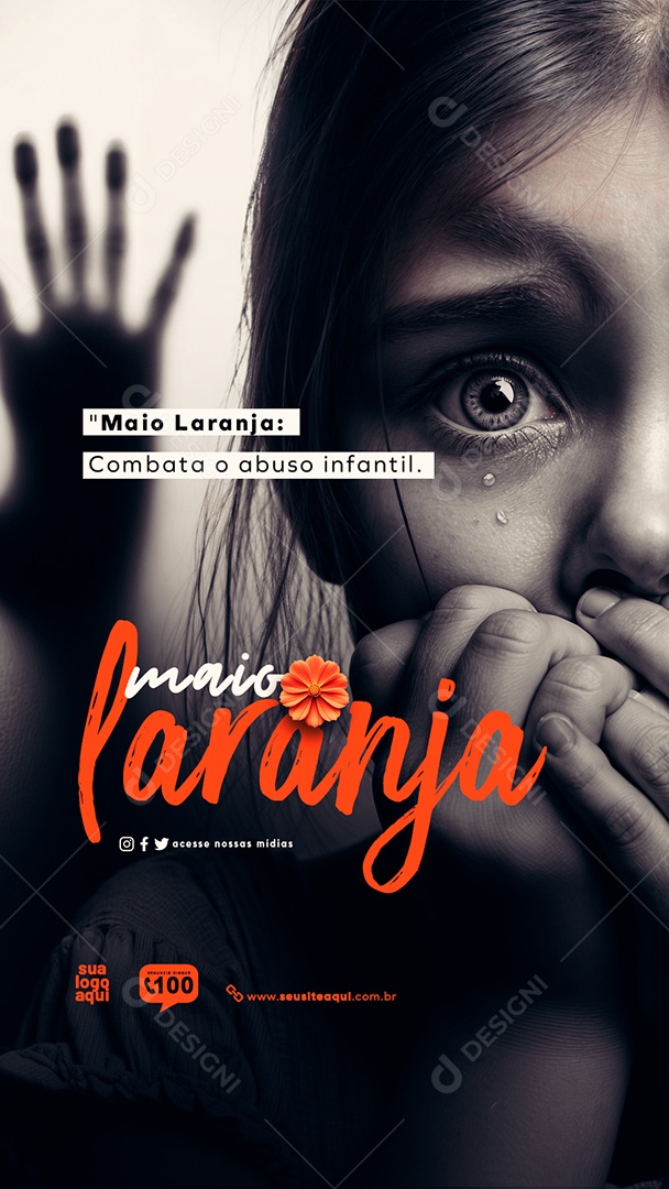 Story Maio Laranja Combata o Abuso Infantil Social Media PSD Editável