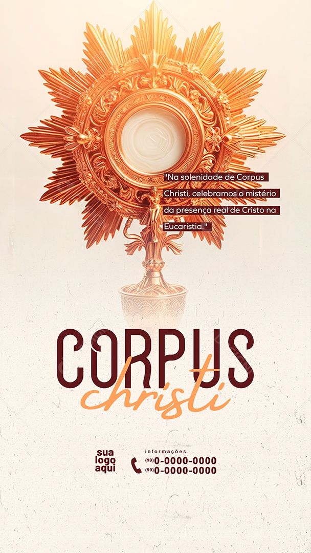 Story Corpus Christi 30 de Maio Presença Real de Cristo na Eucaristia Social Media PSD Editável