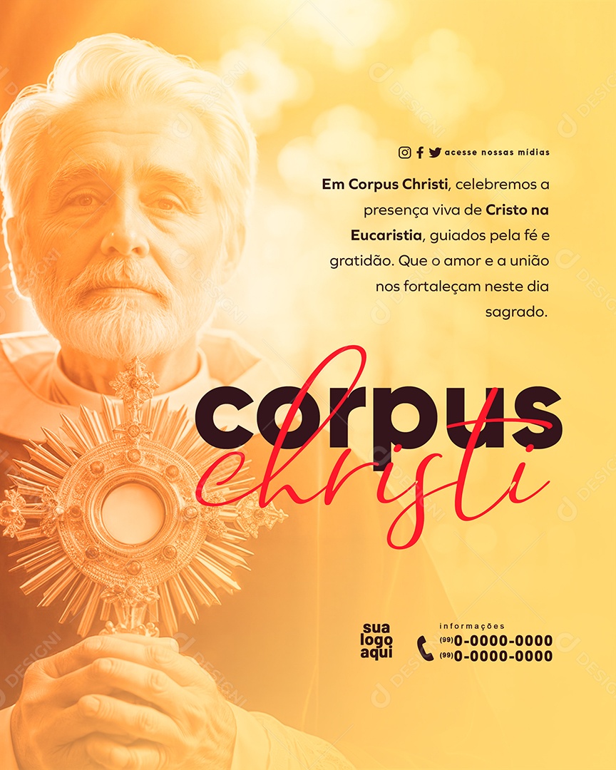 Corpus Christi 30 de Maio Guiados pela Fé e Gratidão Social Media PSD Editável