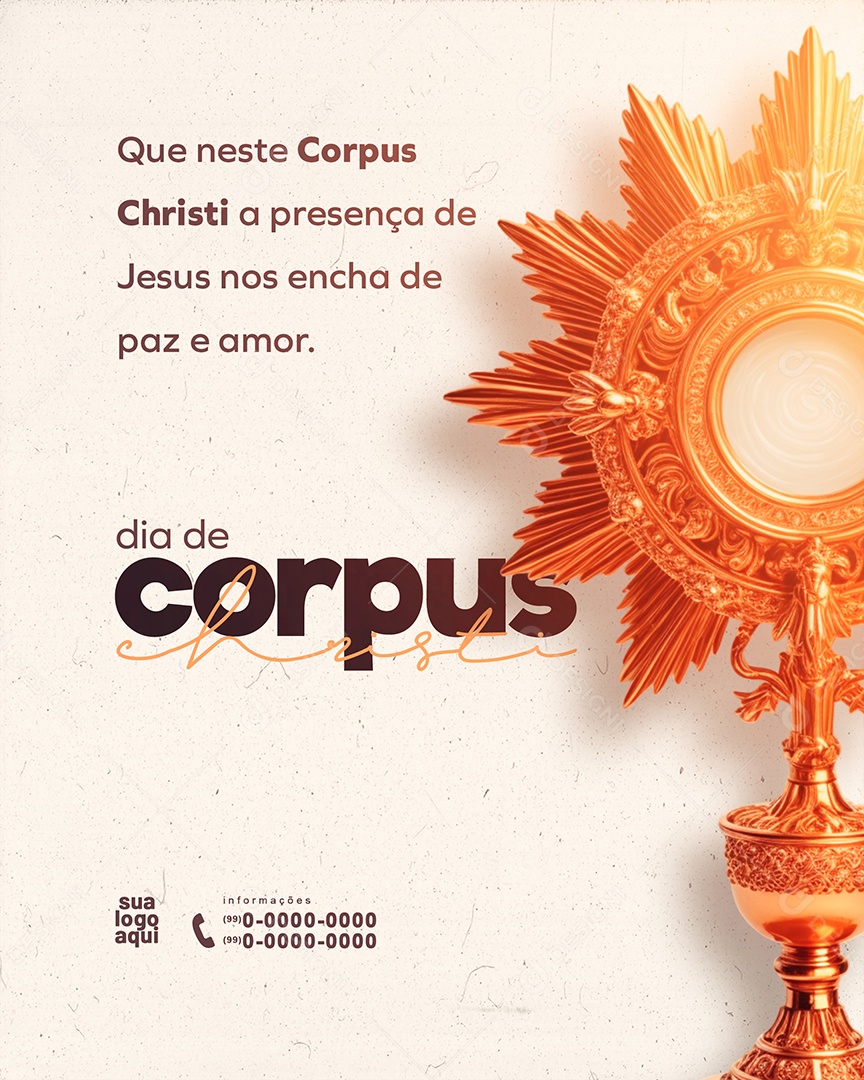 Corpus Christi 30 de Maio Presença de Jesus nos Encha de Paz e Amor Social Media PSD Editável