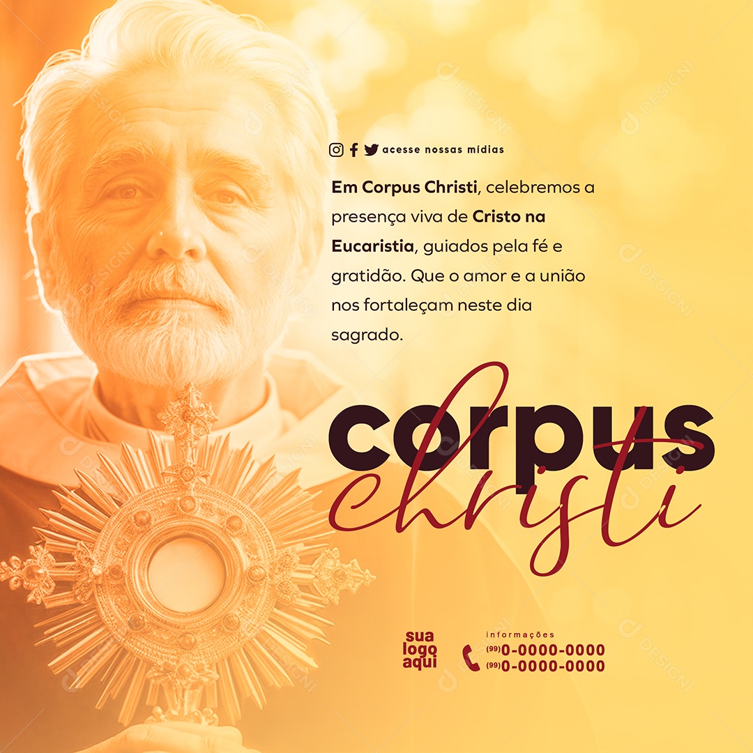 Feed Corpus Christi 30 de Maio Guiados pela Fé e Gratidão Social Media PSD Editável
