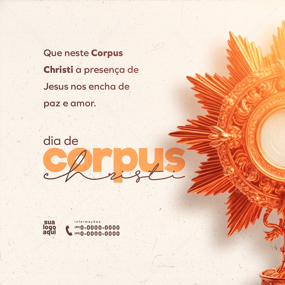 Feed Corpus Christi 30 de Maio Presença de Jesus nos Encha de Paz e Amor Social Media PSD Editável