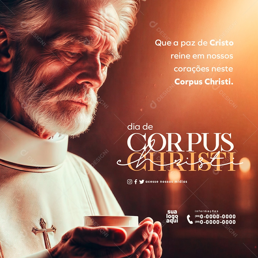 Feed Corpus Christi 30 de Maio que a Paz de Cristo Reine em nosso Corações Social Media PSD Editável