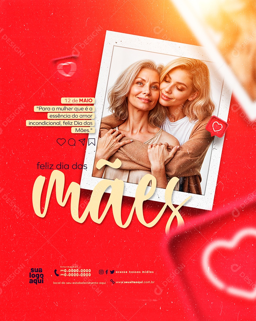 Feliz Dia das Mães 12 de Maio é a Essência do Amor Incondicional  Social Media PSD Editável