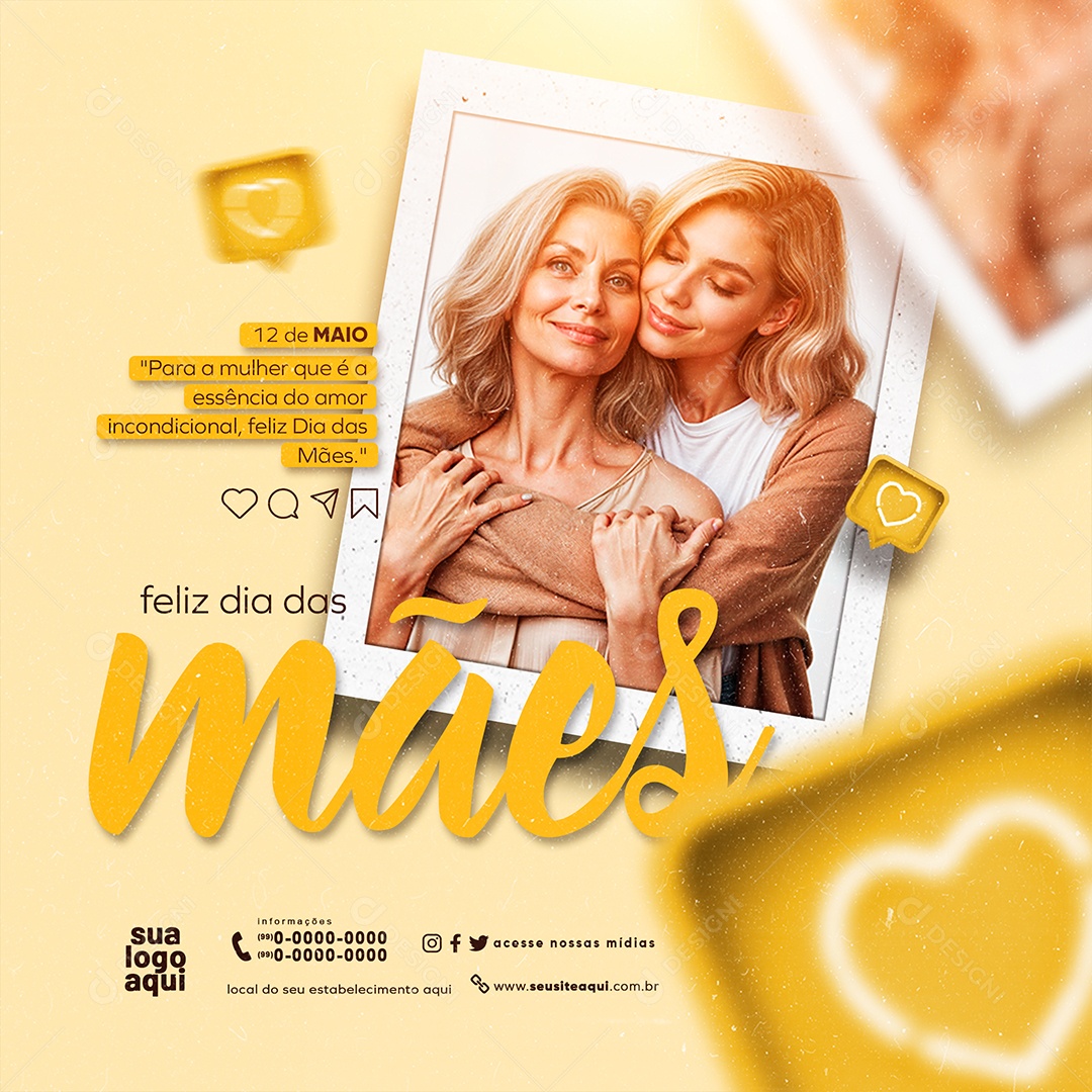 Feed Dia das Mães 12 de Maio Social Media PSD Editável