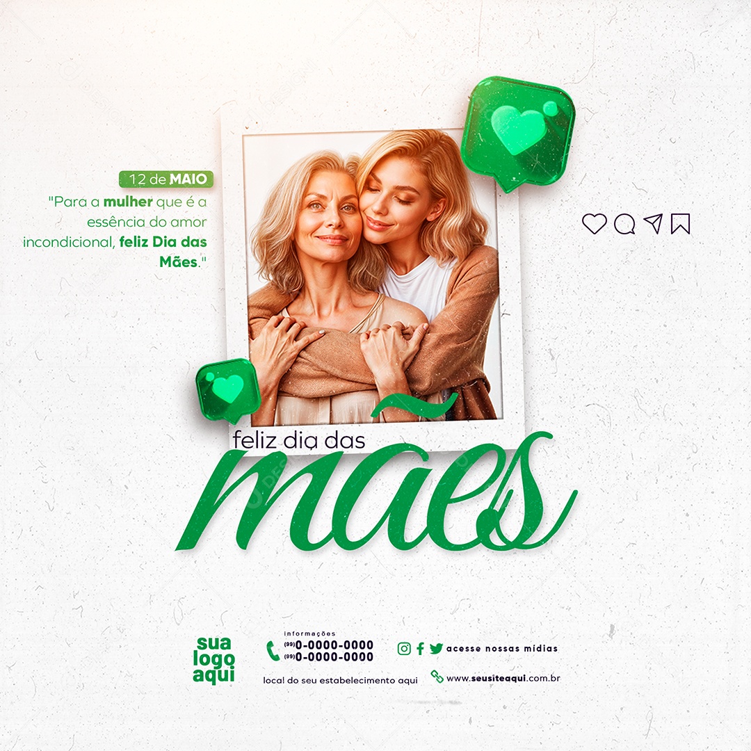Feed Dia das Mães 12 de Maio para a Mulher que é a Essência do Amor  Social Media PSD Editável