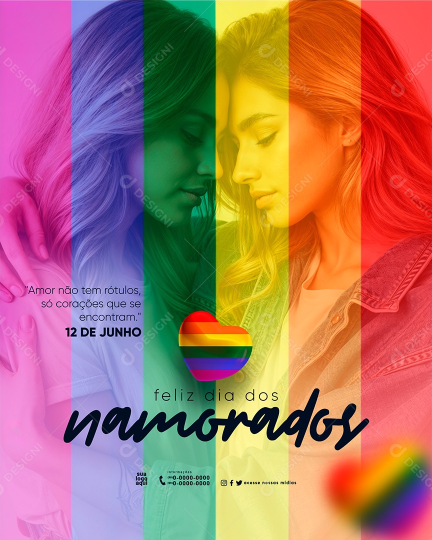 Dia dos Namorados 12 de Junho Amor não tem Rótulos Social Media PSD Editável