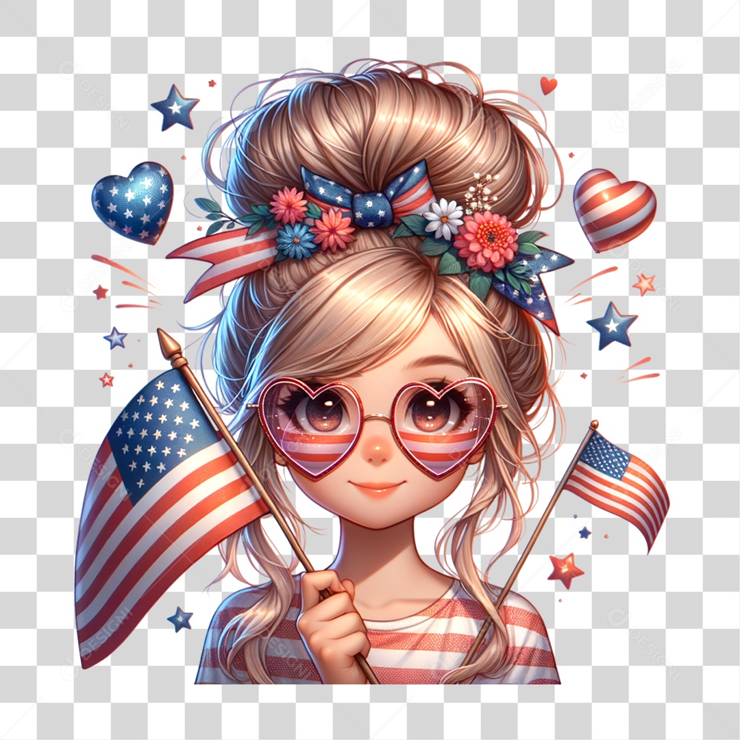 Elemento 3D 4 de Julho Dia da Independência dos Estados Unidos PNG Transparente