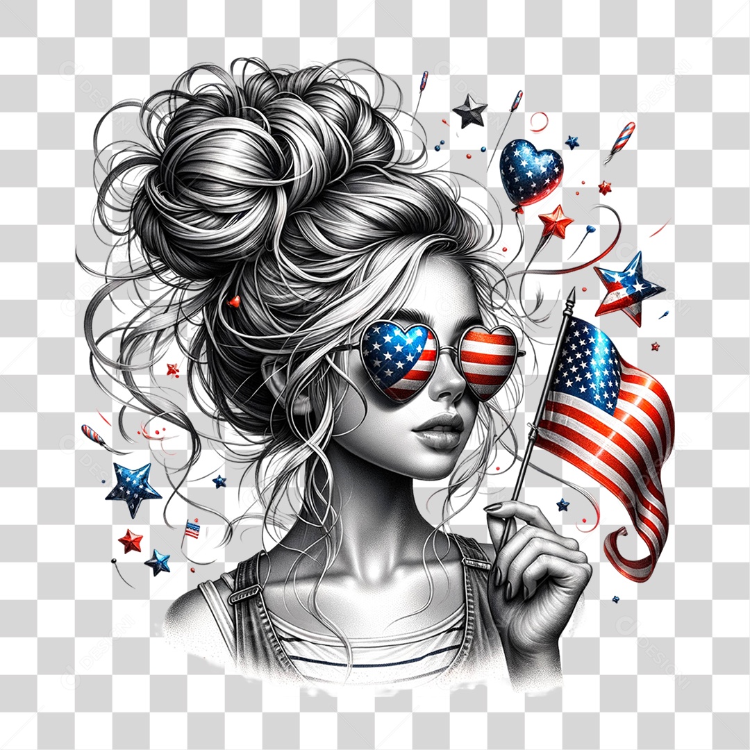 Elemento 3D 4 de Julho Dia da Independência dos Estados Unidos PNG Transparente