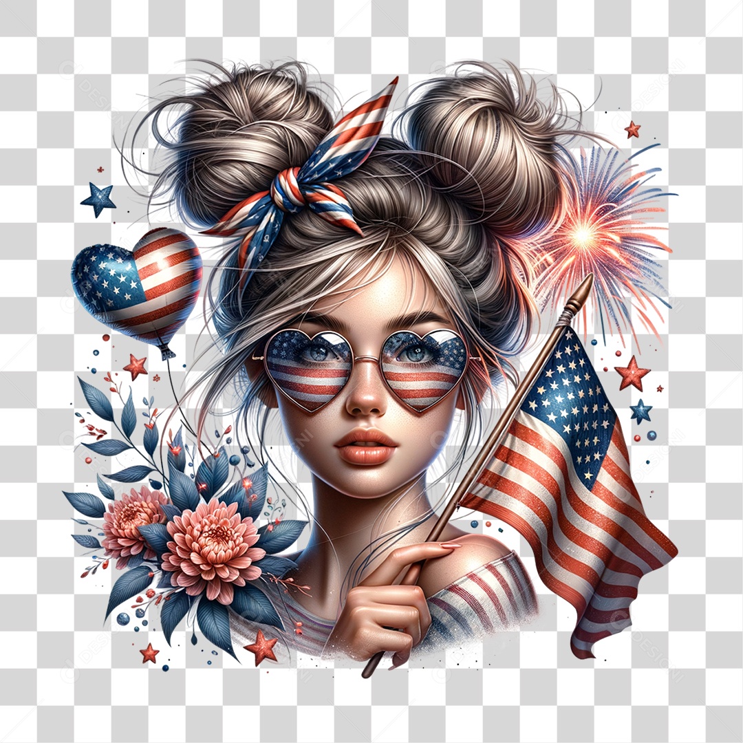 Elemento 3D 4 de Julho Dia da Independência dos Estados Unidos PNG Transparente