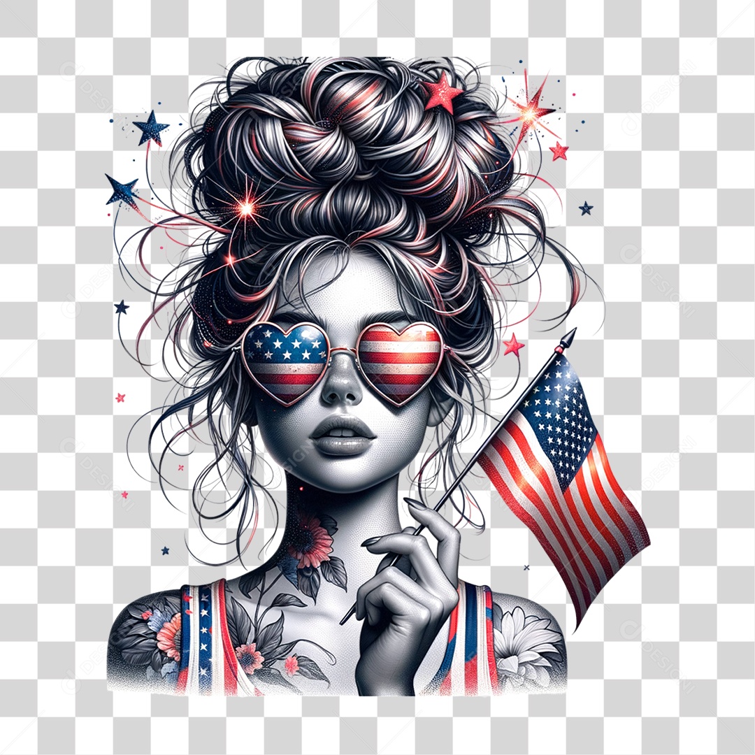 Elemento 3D 4 de Julho Dia da Independência dos Estados Unidos PNG Transparente