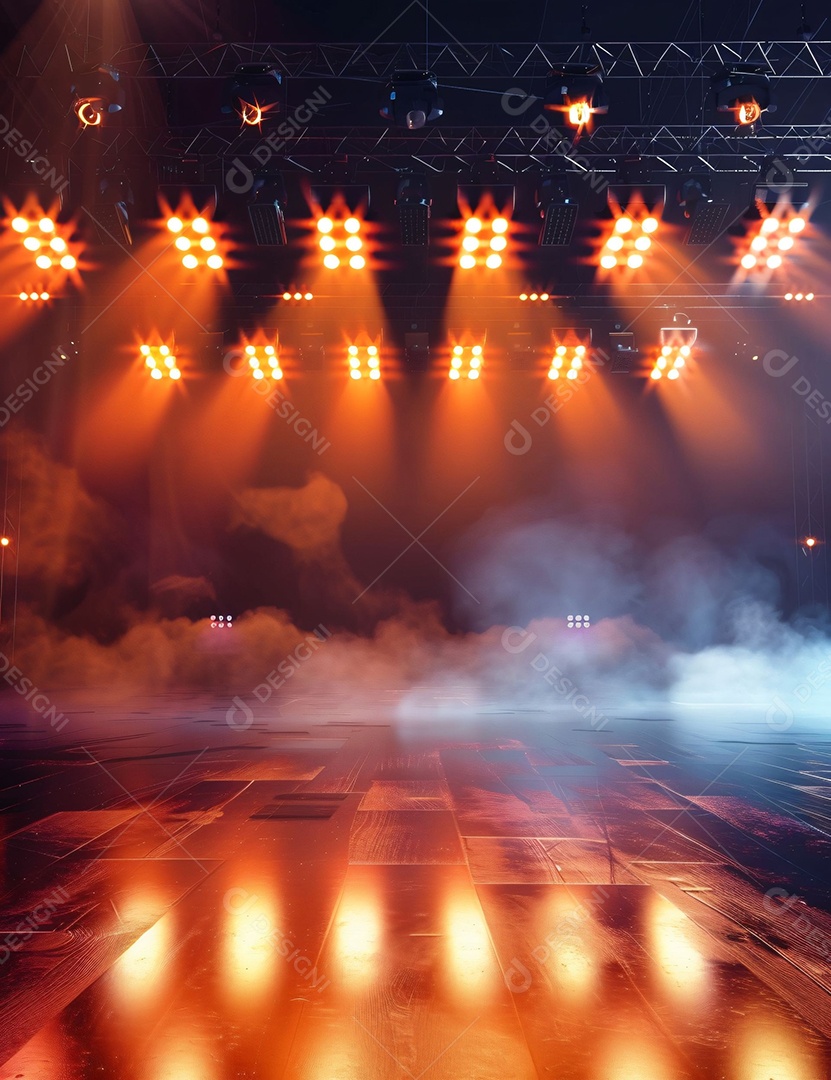 Cenário futurístico sobre fundo com luzes