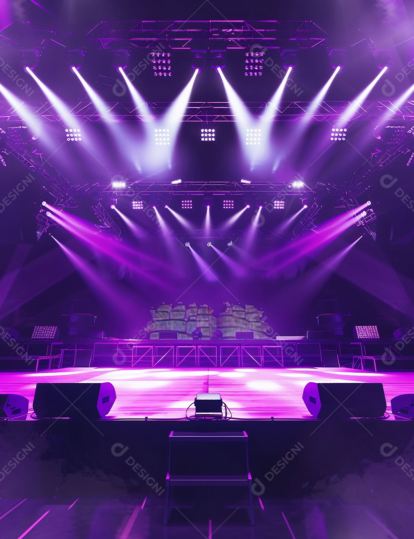 Cenário futurístico sobre fundo com luzes