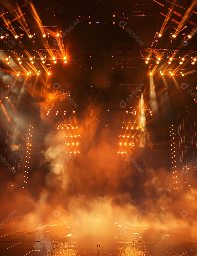 Cenário futurístico sobre fundo com luzes