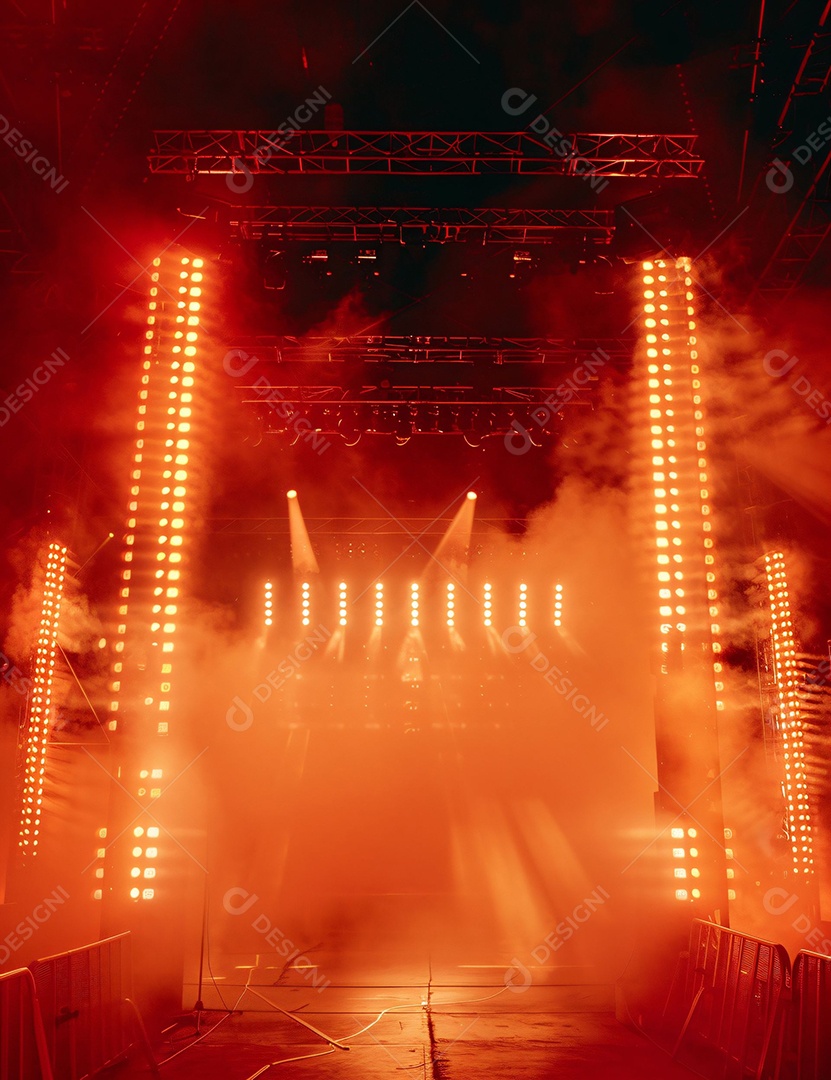 Cenário futurístico sobre fundo com luzes