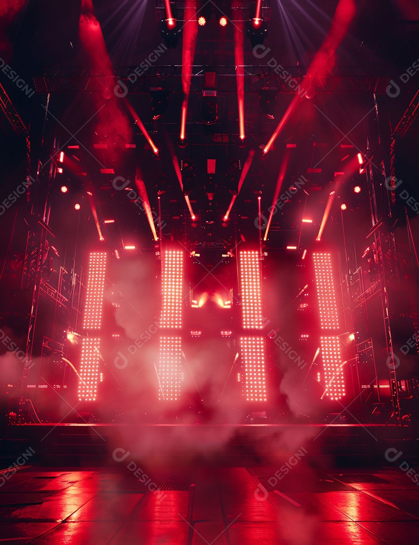 Cenário futurístico sobre fundo com luzes