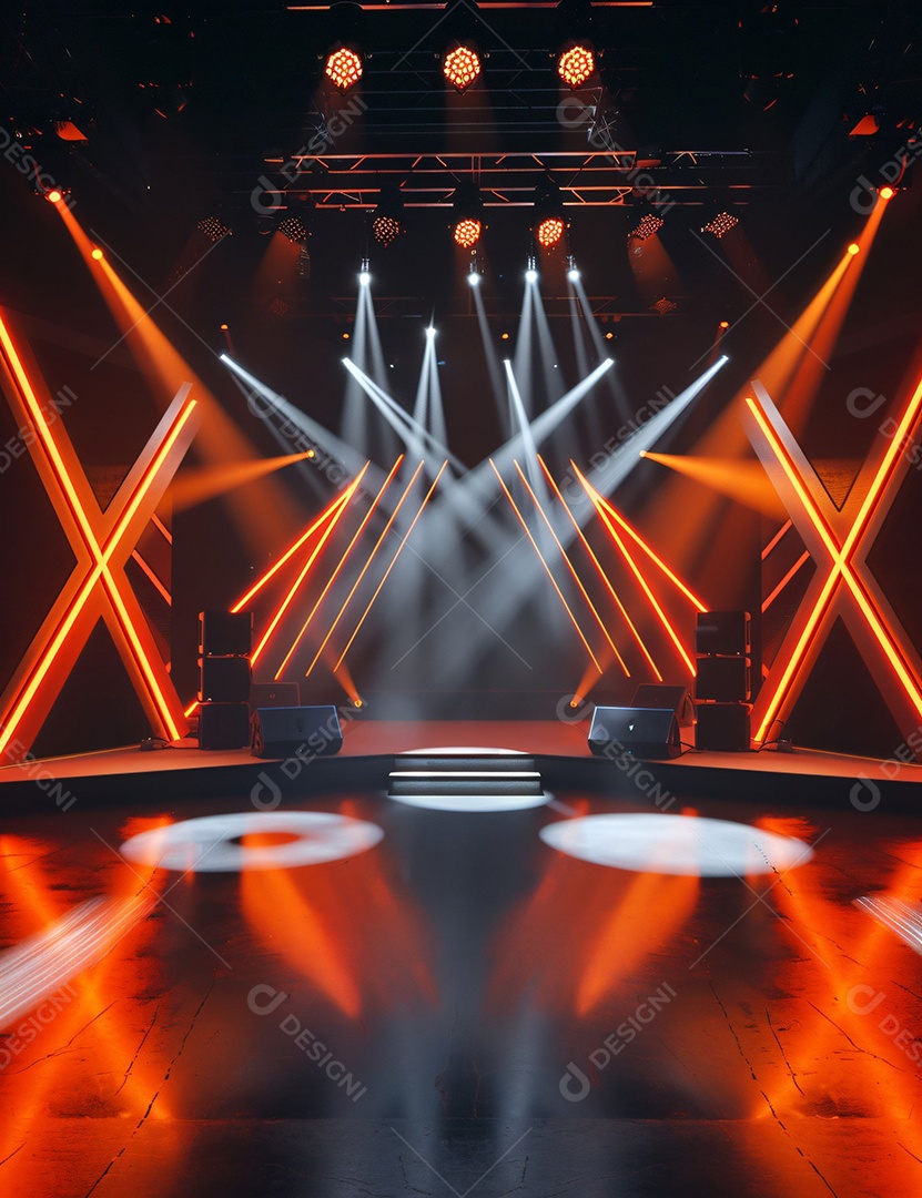 Cenário futuristico sobre fundo com luzes