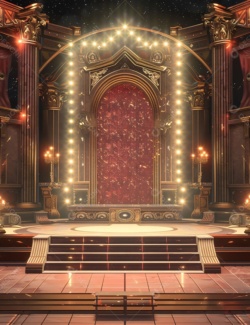 Palco de um show com refletores