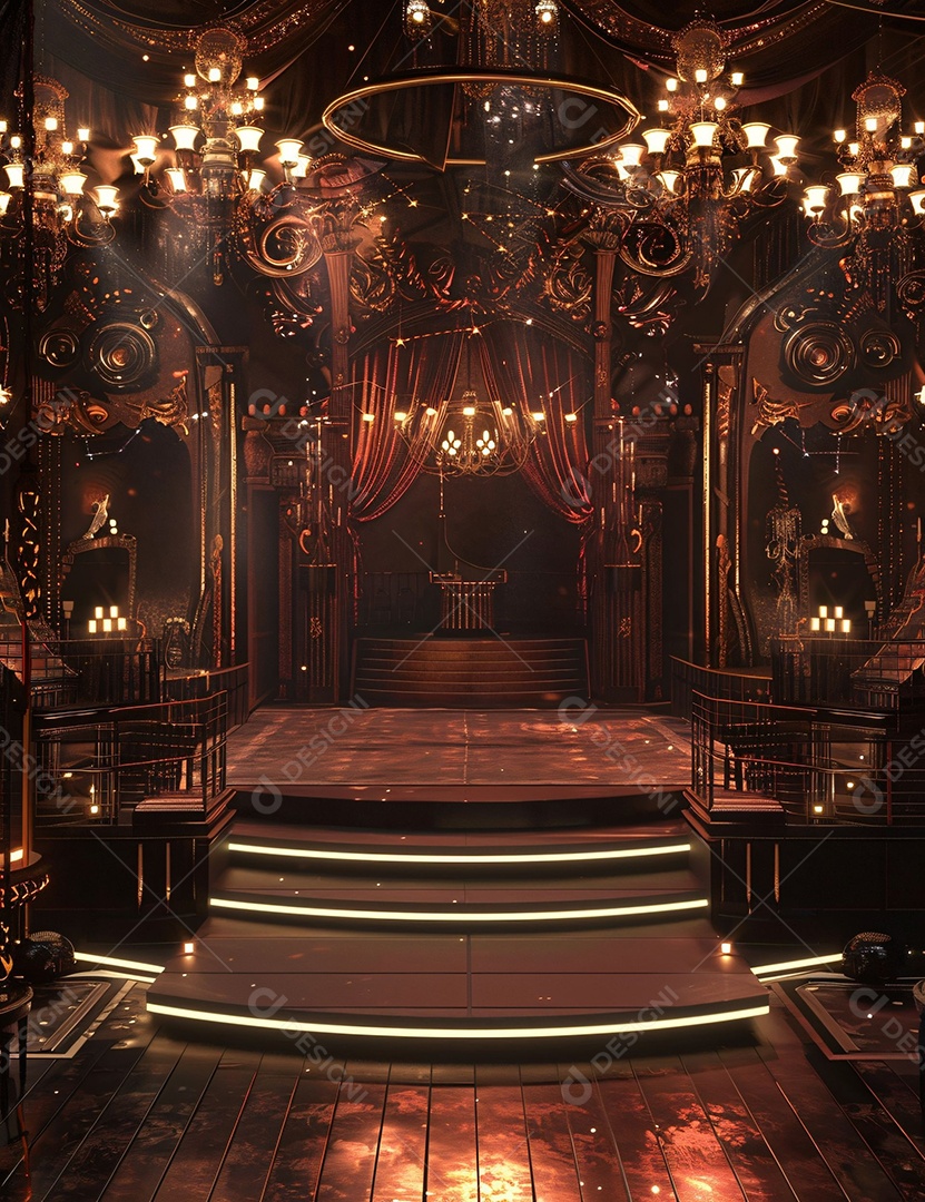 Palco de um show com refletores