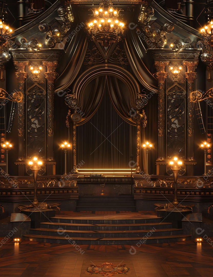 Palco de um show com refletores