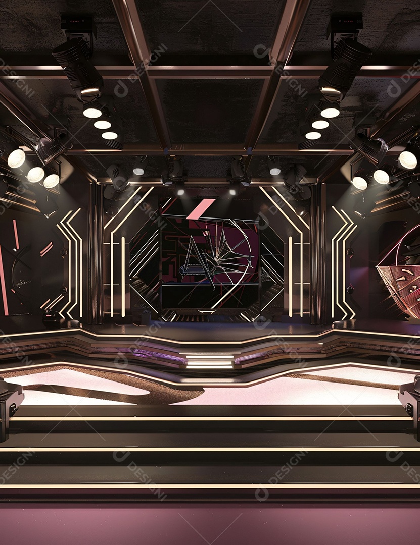 Palco de um show com refletores