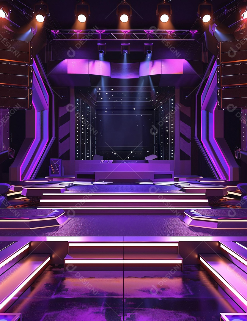 Palco de um show com refletores