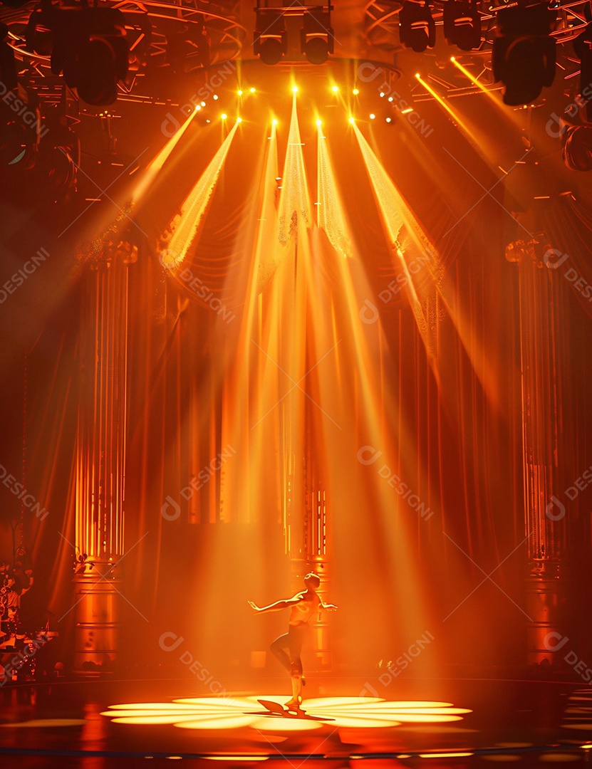 Palco de um show com refletores