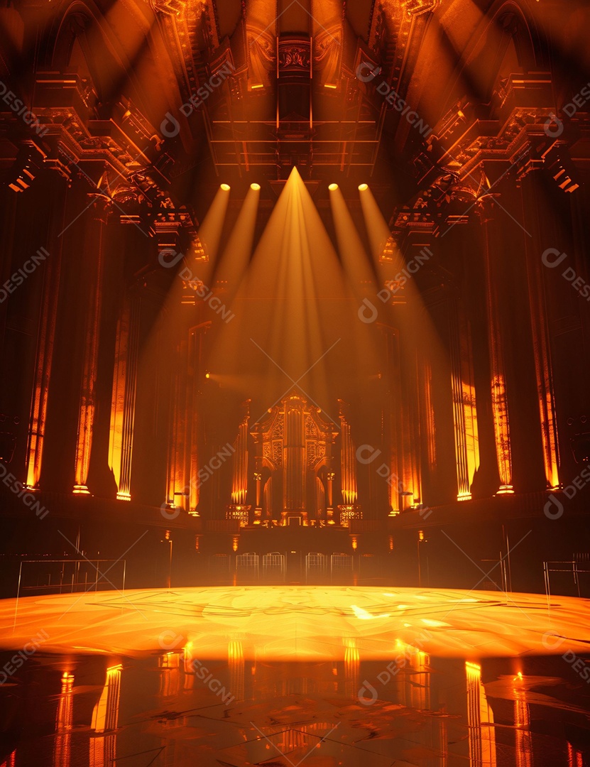 Palco de um show com refletores