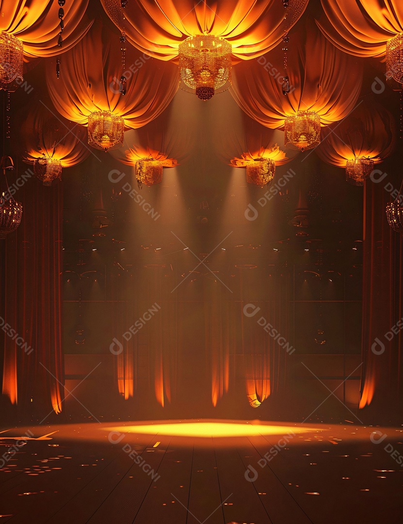 Palco de um show com refletores