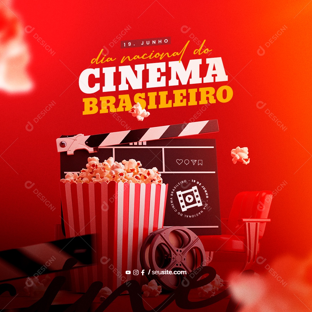 Dia Nacional do Cinema Brasileiro 19 de Junho Social Media PSD Editável