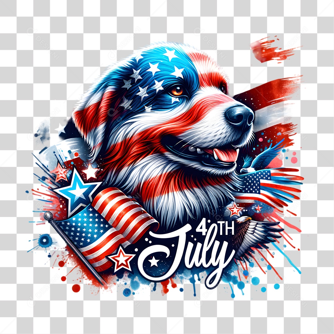 Elemento 3D 4 de Julho Dia da Independência dos Estados Unidos PNG Transparente