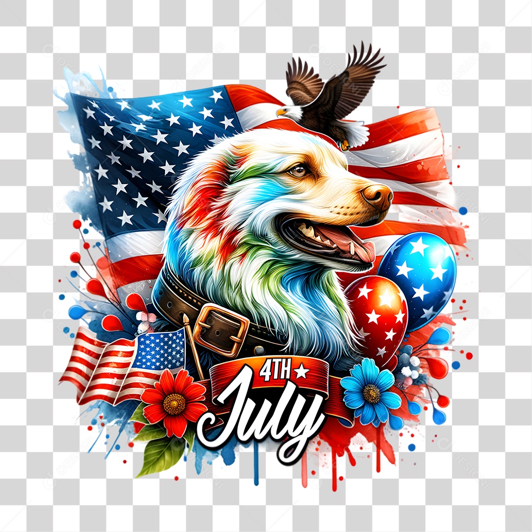 Elemento 3D 4 de Julho Dia da Independência dos Estados Unidos PNG Transparente