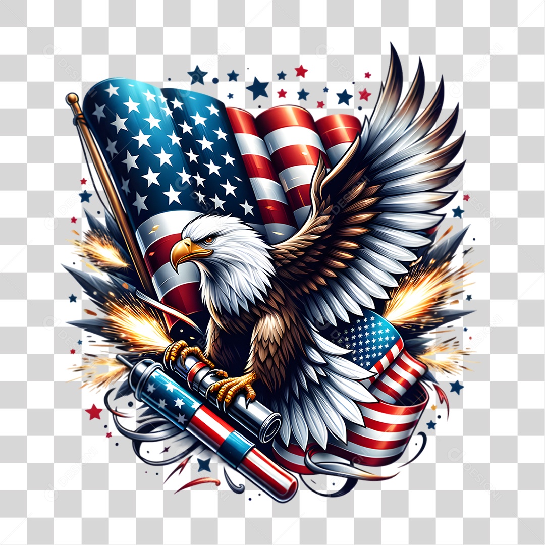 Elemento 3D 4 de Julho Dia da Independência dos Estados Unidos PNG Transparente