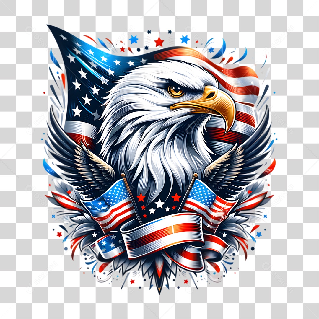 Elemento 3D 4 de Julho Dia da Independência dos Estados Unidos PNG Transparente