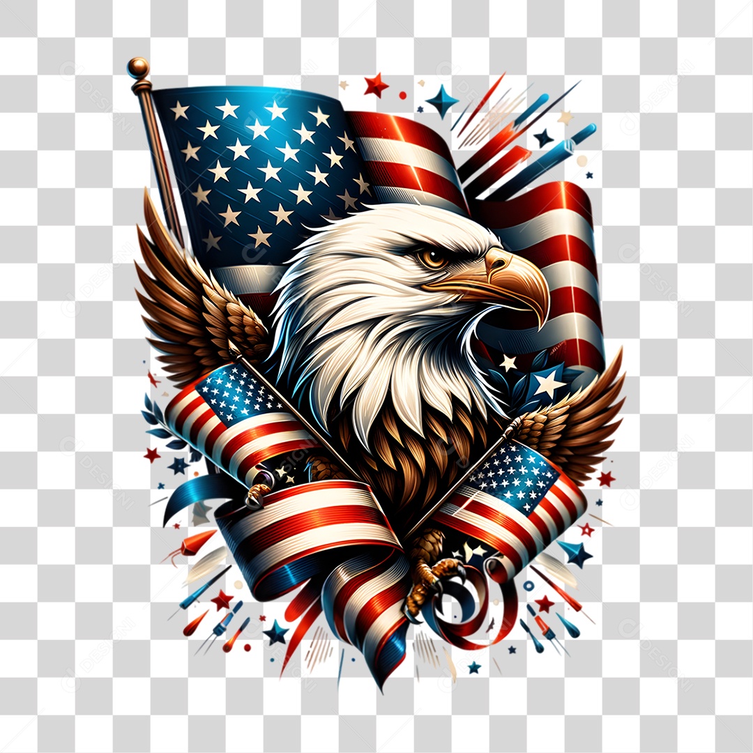 Elemento 3D 4 de Julho Dia da Independência dos Estados Unidos PNG Transparente