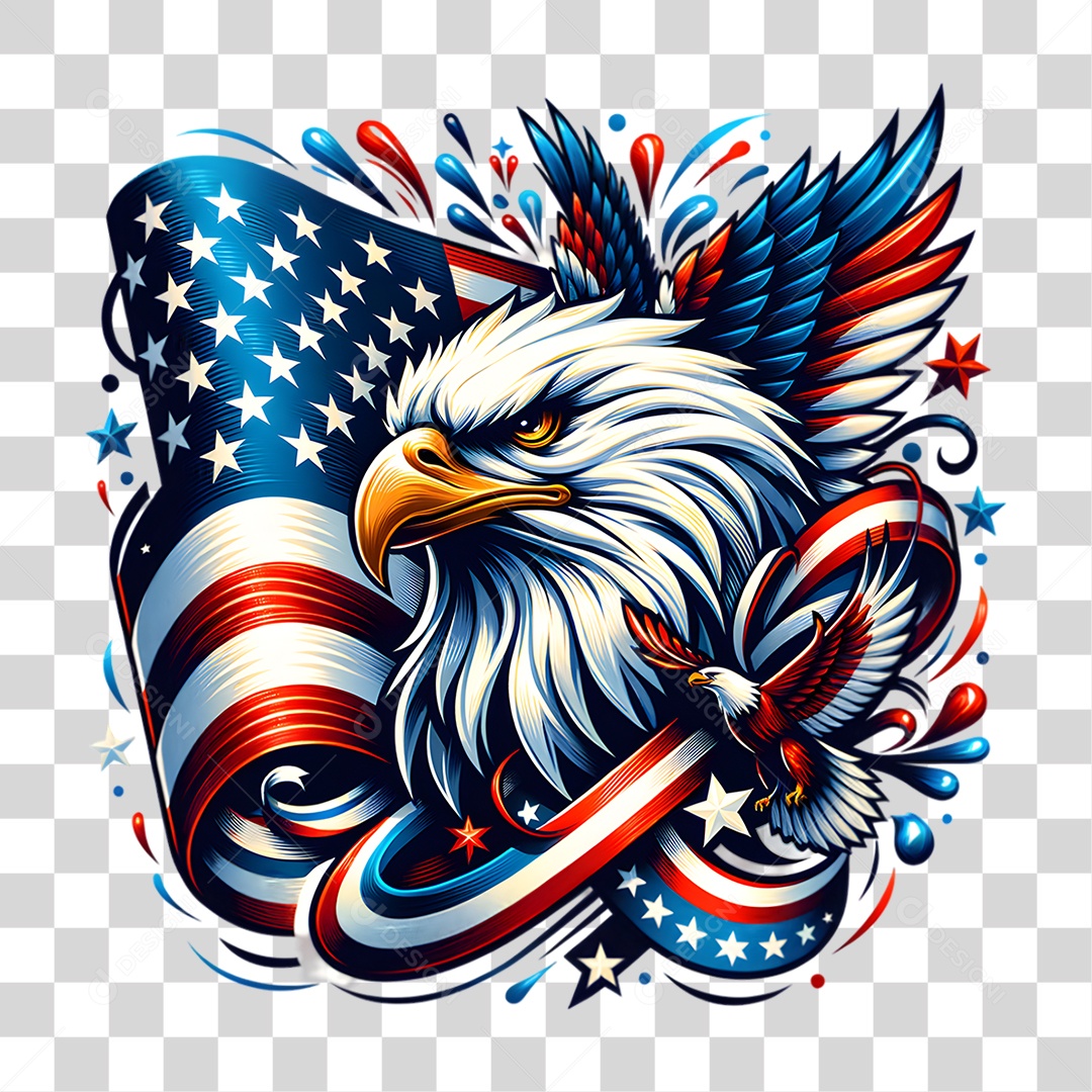 Elemento 3D 4 de Julho Dia da Independência dos Estados Unidos PNG Transparente