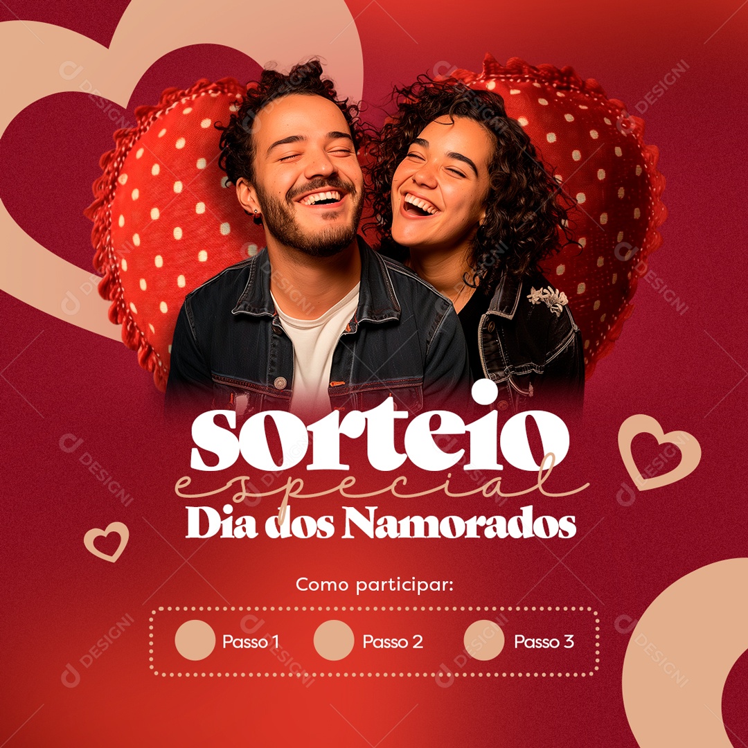 Sorteio Especial  Dia dos Namorados Social Media PSD Editável