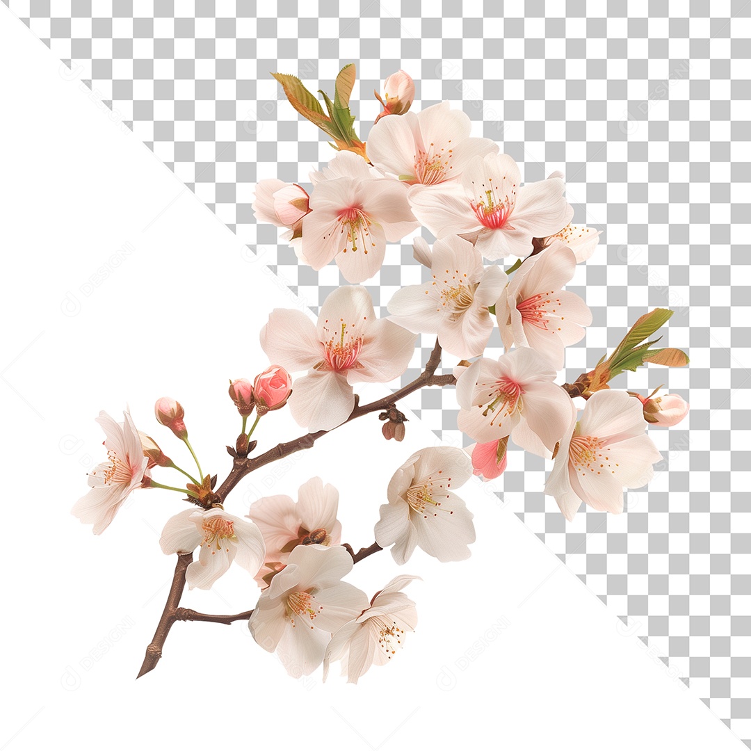 Flor de Cerejeira Elemento 3D para Composição PSD
