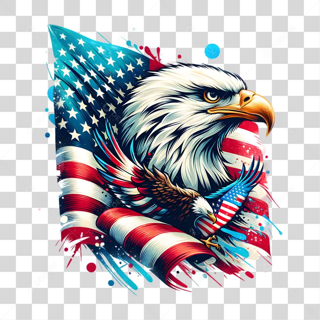 Elemento 3D 4 de Julho Dia da Independência dos Estados Unidos PNG Transparente