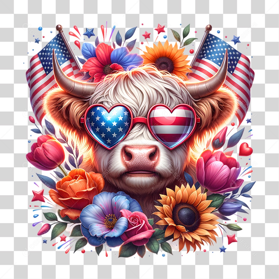 Elemento 3D 4 de Julho Dia da Independência dos Estados Unidos PNG Transparente