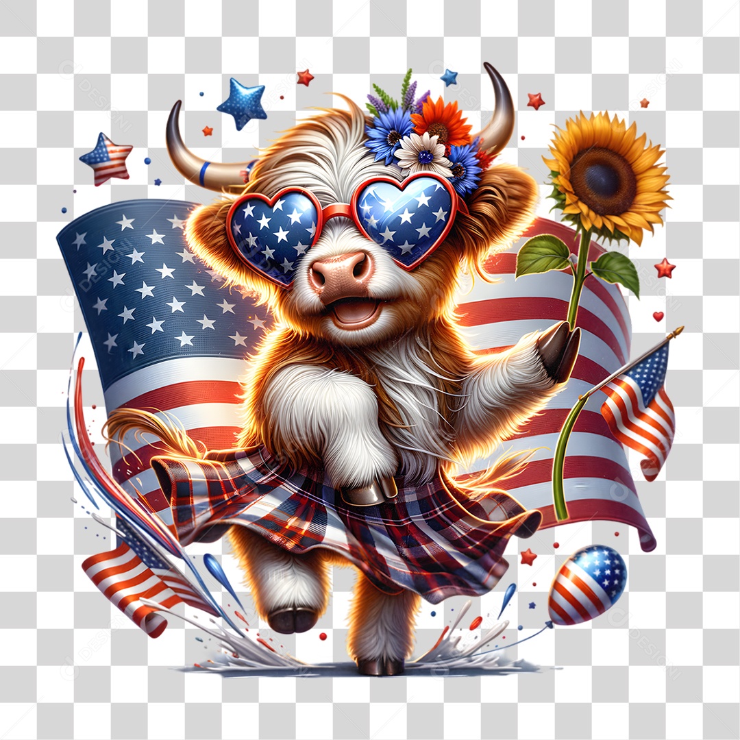 Elemento 3D 4 de Julho Dia da Independência dos Estados Unidos PNG Transparente