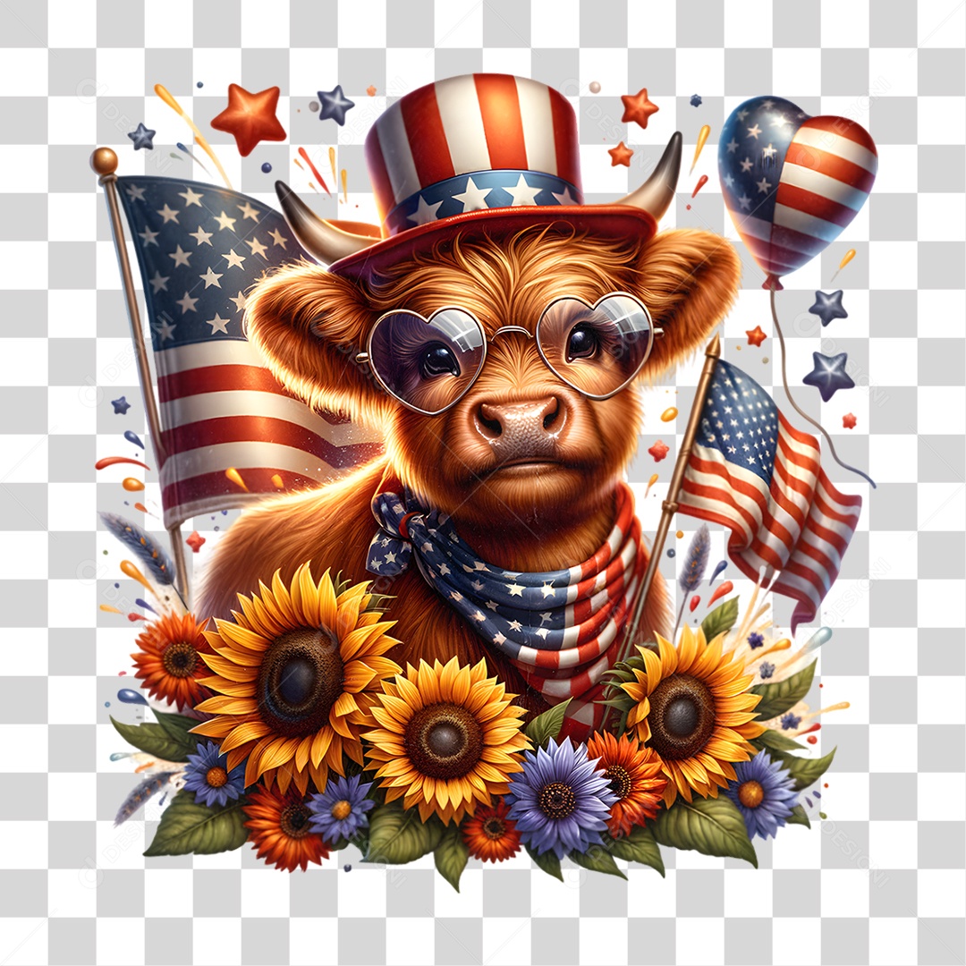 Elemento 3D 4 de Julho Dia da Independência dos Estados Unidos PNG Transparente