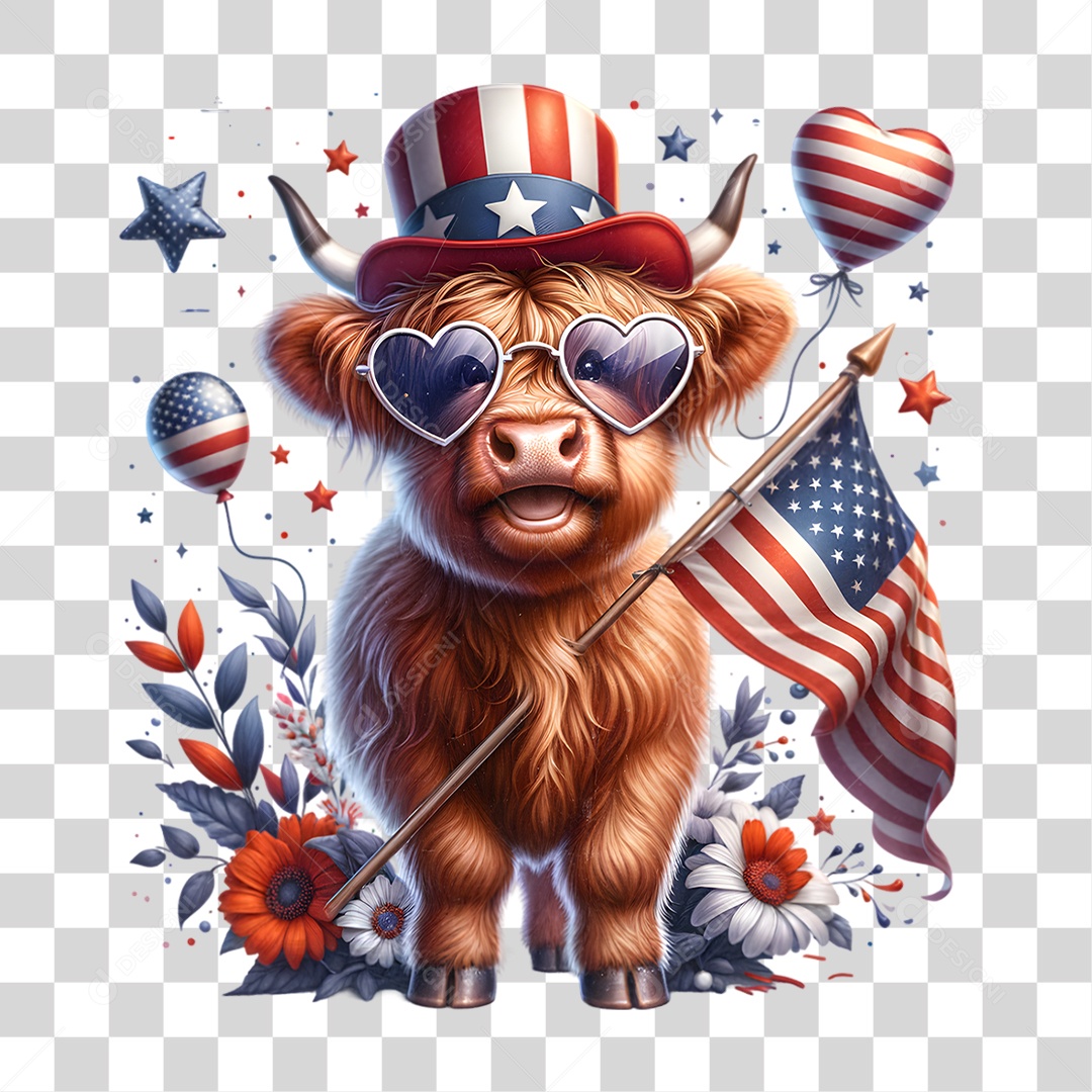 Elemento 3D 4 de Julho Dia da Independência dos Estados Unidos PNG Transparente