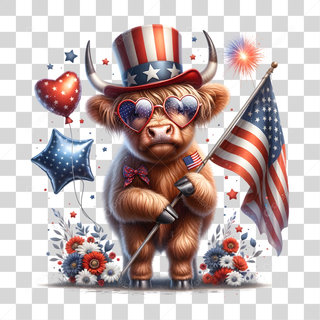 Elemento 3D 4 de Julho Dia da Independência dos Estados Unidos PNG Transparente