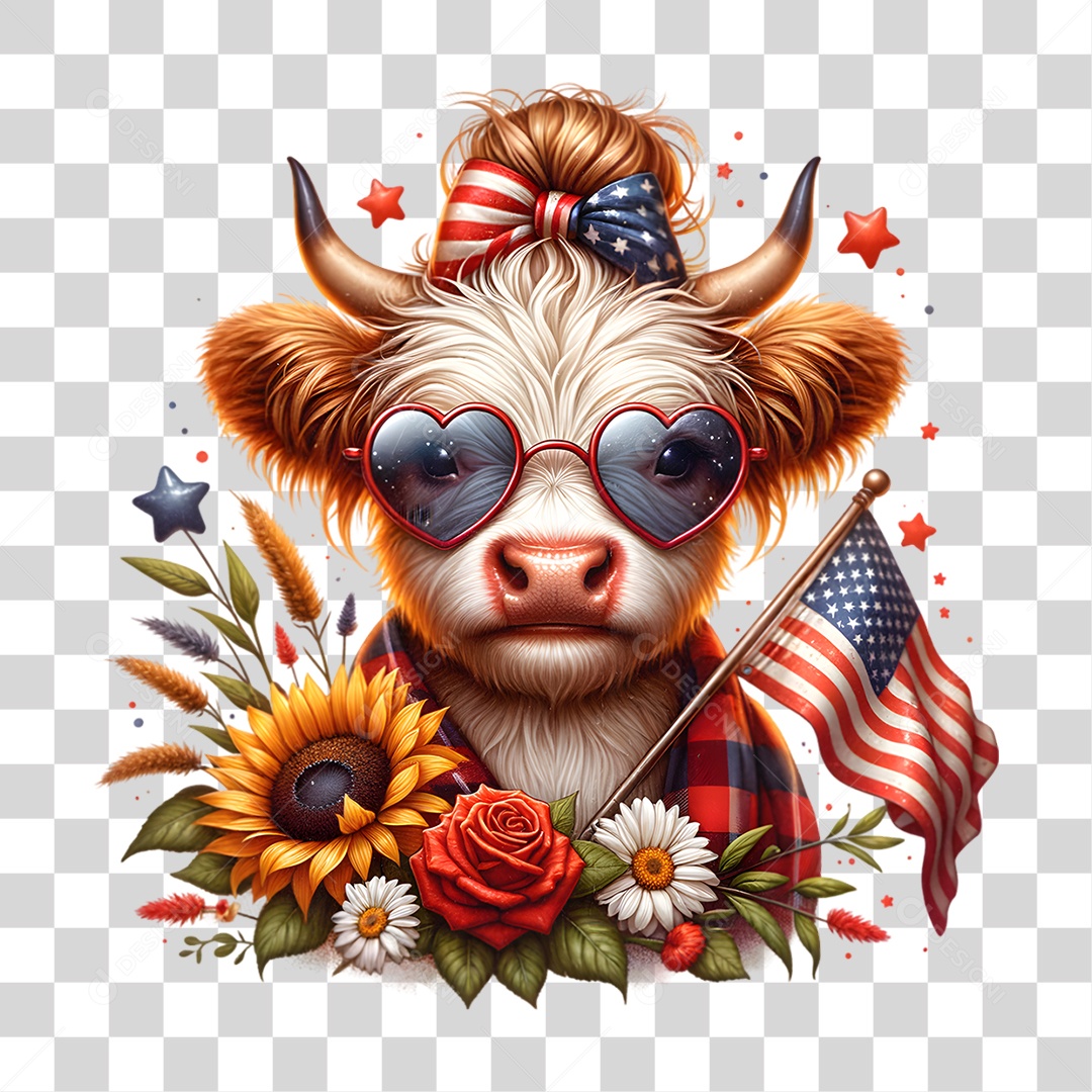 Elemento 3D 4 de Julho Dia da Independência dos Estados Unidos PNG Transparente