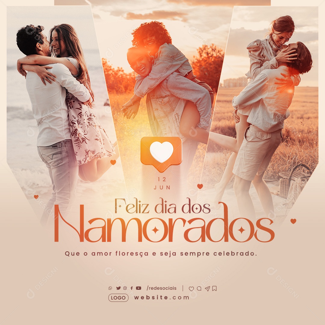 Feliz Dia dos Namorados 12 de Junho Social Media PSD Editável